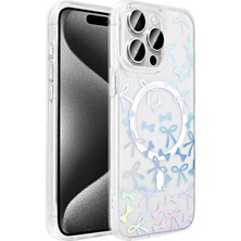 Lexroo iPhone 15 Pro Kılıf M-Safe Şarj Özellikli Şeffaf Folk Sert Kılıf - Fiyonk