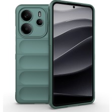 Lexroo Xiaomi Redmi Note 14 4g Kılıf Esnek Tpu Oyuklu Arka Yüzey Tasarımlı Etnik Silikon Kılıf - Koyu Yeşil
