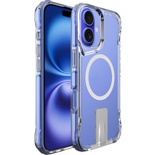 Lexroo iPhone 16 Kılıf M-Safe Şarj Özellikli T-Max Standlı Kılıf - Şeffaf