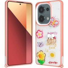 Lexroo Xiaomi Poco M6 Pro 4g Kılıf Parlayan Simli Kabartma Figürlü Cevze Kılıf - Pembe