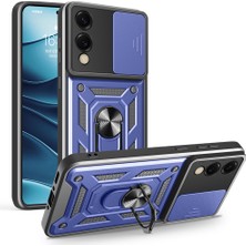 Lexroo Galaxy S25 Edge Kılıf Magnetik Standlı Kamera Korumalı Sürgülü Vega Kılıf - Mavi