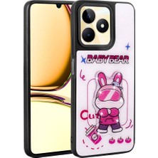Lexroo Realme C53 Kılıf Parlayan Kabartmalı Ikonik Figürlü Amas Silikon Kılıf - Beyaz