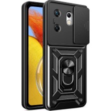 Lexroo Infinix Zero 30 4g Kılıf Magnetik Standlı Kamera Korumalı Sürgülü Vega Kılıf - Siyah