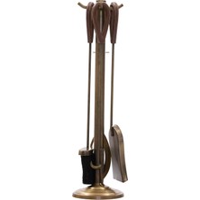 Yargıcı Deri Detaylı Metal Şömine Aksesuarı(17x17x60 Cm)