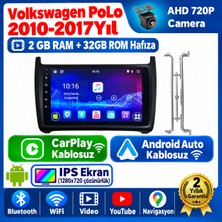 Conio Volkswagen POLO 2010-2017 Yıl uyumlu 2GB Ram 32GB Rom Hafıza Android Kablosuz Carplay Navigasyon Multimedya 9 Inç Ekran Hediye görüş kamerası Hediye Çerçevesi 2+32