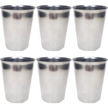 Pileli Store 6 Adet Paslanmaz Çelik Krom Bardak 9 x 7,5 x 5,5cm