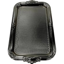 Herşey Trend Gümüş Rengi Metal Dikdörtgen Tepsi