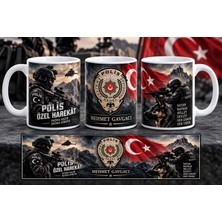 Tuba Polis Özel Harekat Logo Baskılı Kupa Bardak Hediyelik Isimli Kişiye Özel