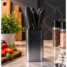 7 Parça Standlı Mutfak Bıçak Seti – 6 Adet Gökkuşağı Renkli Çelik Bıçak + Bıçak Standı