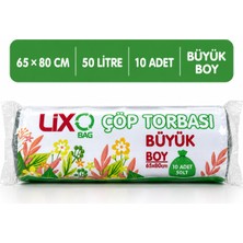 Lixo Bag Büyük Boy Çöp Torbası 65X80 cm 50 Litre 10 Adet Çöp Poşeti