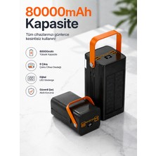 Moxti 80.000 Mah Dev Kapasiteli Powerbank – Güneş Panelli, Dijital Ekranlı,dahili Kablolu,fener Özellikli Şarj Istasyonu