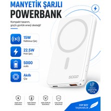 Moxti Manyetik Şarjlı Powerbank 5000 Mah 22.5W Hızlı Şarj 15W Kablosuz Şarj Magsafe Uyumlu Cep Boy Taşınabilir