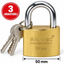Bay-Tec 50 mm Pirinç Asma Kilit – 3 Anahtarlı.