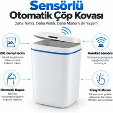 Eco Lounge 20 Litre Sensörlü Temassız  Otomatik Çöp Kovası Beyaz