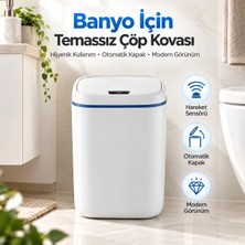 Eco Lounge Banyo Için 20 Litre Temassız Sensörlü Çöp Kovası Beyaz