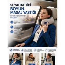 Moxti Masajlı Boyun Yastığı Seyahat Tipi Masajlı Boyun ,3 Farklı Masaj Modu,ısı Terapisi,ofiste,evde