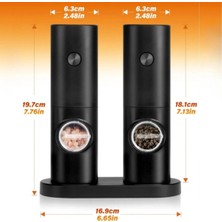 Eco Lounge Otomatik Pilli Tuz Karabiber Değirmeni Seti 2’li – LED Işıklı, Standlı, Elektrikli Baharat Öğütücü Baharatlık BX40