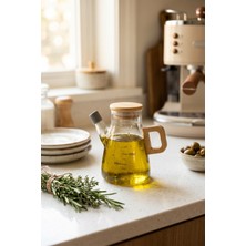 Bambum Pamera Bambu Kapaklı Cam Yağdanlık 250ML