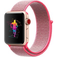 GREGOSS Spor Loop Kumaş Hasır Kordon Apple Watch Uyumlu 42/44/45/46/49 mm Narçiçeği Renkli