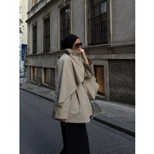 Moda Aksa 7830 Şallı Coton Trençkot Taş