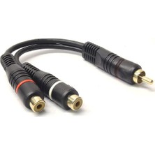 BK Teknoloji Yüksek Kalite RCA Erkek to 2xRCA Dişi Ses Kablo 25cm