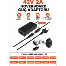 Bluesery 42V 2A Scooter, Hoverboard Kaykay Şarj Aleti Adaptörü Citymate Drift Car/Smart Balance/Hoverway/GoMaster/SBS-653/Bood/Giddy/SkyMaster/Ginger/Gyroor/Corby Uyumlu Adaptör