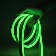 Ema Dükkan 12V 5 Metre Yeşil Neon Led Şerit Işık | Prize Tak Çalıştır | Anahtarlı Fişli 1.5M Kablo | Esnek Silikonlu Led