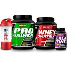 Hardline Nutrition 1406 gr Progainer 908 gr Whey3 Matrix 120 Kapsül Creatine Creapure Çikolata Aromalı Besin Takviyesi