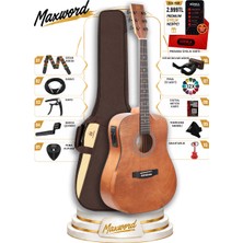 Maxword Luxury HCR-450NT-EQ Half Cutaway Elektro Akustik Gitar Seti Natural