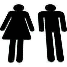 Se-Dizayn Wc Tuvalet Işareti Bayan ve Bay Takım 15 x 20 cm Siyah Rezopal Malzemeden Dayanıklı