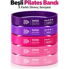 ByKurt Pilates Bandı Direnç Lastiği Egzersiz Fitness Seti Taşıma Çantalı 5 Adet