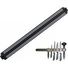 Pileli Store Mıknatıslı Bıçak Tutucu Stand - 38 cm - Siyah - Paslanmaz Çelik - Mutfak Düzeni - Güvenli Bıçak Saklama - Tezgâh Düzeni - Modern Tasarım