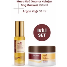 Karseell 250 ml Maca Özü Onarıcı Kolajen Saç Maskesi ve 50 ml Argan Yağı Unisex Kullanım İçin