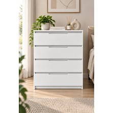 Loyanni SF4B - Beyaz Şifonyer - 4 Çekmeceli - Yatak Odası - Bebek Odası - 80X92 cm
