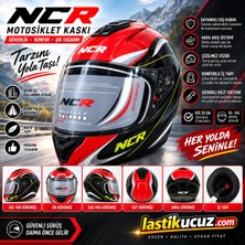 NCR-166E Çene Açılır Gözlüklü Ece 22-06 Belgeli Kask Kırmızı Grafik