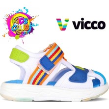 Vicco Hafif Erkek Bebek Sandalet Beyaz/Saks Mavi Renkli Model 25 Numara Konforlu Tasarım