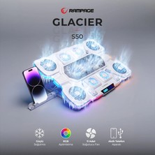 Rampage S50 Glacier Beyaz Rgb Işıklı 11 Fanlı LCD Göstergeli 1 Type C 1 USB Girişli Yükselebilen Notebook Soğutucu