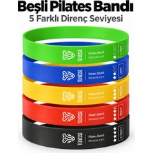 ByKurt Pilates Bandı Direnç Lastiği Egzersiz Fitness Seti Taşıma Çantalı Karışık Renkler 5 Adet