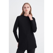 Zühre Dik Yaka Fitilli Siyah Tunik 0014