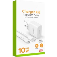 Sprenda Beyaz Micro Android USB Cable + Ev Şarj Adaptörü Seti 10W