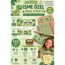 Genç Box Dinazor Temalı Öğrenci Özel Isimli Etiket- Okul Kalem ve Defter Etiketi Sticker Seti