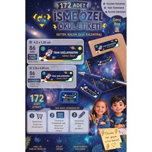 Genç Box Uzay Temalı Öğrenci Özel Isimli Etiket- Okul Kalem ve Defter Etiketi Sticker Seti