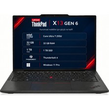 Lenovo Thinkpad X13 Gen 6 21RLSAV4TX U7 255U 32GB 1TB 13,3" W11P Dizüstü Bilgisayar