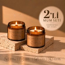 Homerium 2'li Amber Cam Kavanoz Doğal Kokulu Soya Mumu