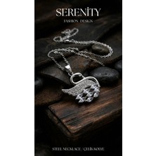Serenity Beyaz Zirkon Taşlı Kuğu Çelik Kolye