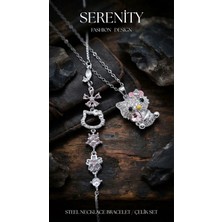 Serenity Hello Kity Figür Çelik Kolye Bileklik Set