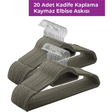 Bakasana 20'li Paket Kadife Askı Takım Elbise Askısı, Kaymaz Yüzeyli, 360 Derece Dönen Kanca Kaymaz