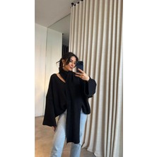 Paw Garage Kadın Stella Atkılı Kayık Yaka Salaş Crop Triko Kazak