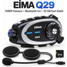 Eima Q29 1080P Kameralı Bluetooth 5.4 Motosiklet Kask Interkomu – Ipx6 Suya Dayanıklı,