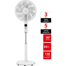 Toshiba 26 Hız Kademesi Ultra Sessiz  Motor 9 Kanatlı Kumandalı Vantilatör F-DSE70CIS(W)